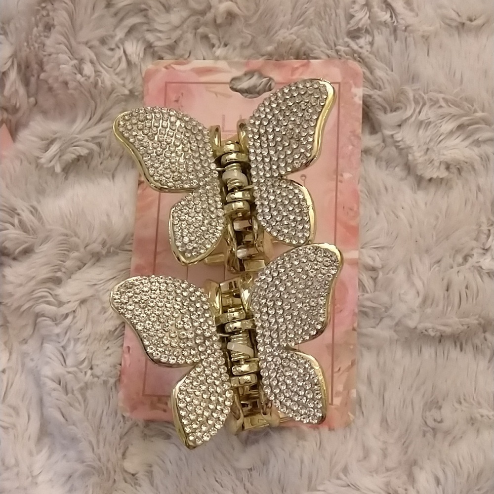 Gold Butterfly Hair Clips with Bonus!